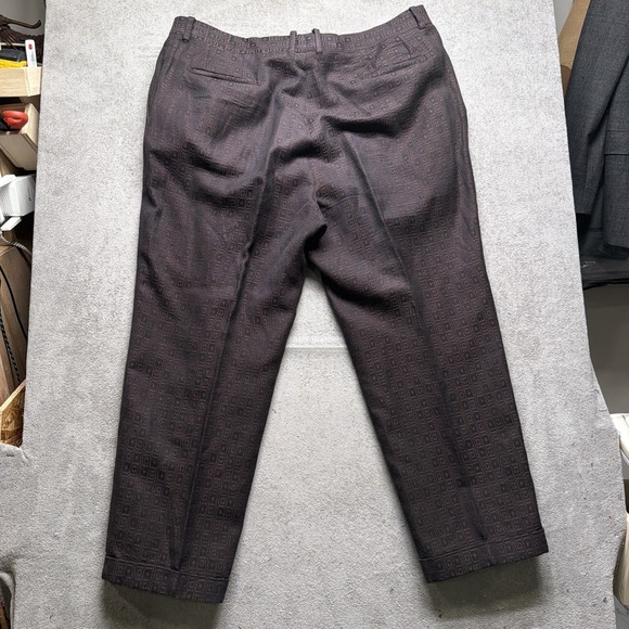 Versace Suit Brown Geometric Linen Blend Classic Fit Italian Two‎ Piece 42R - Picture 11 of 16